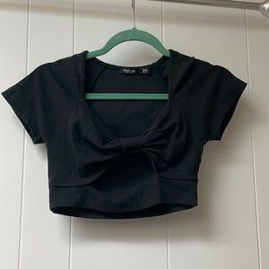 NastyGal, crop top, black, bow